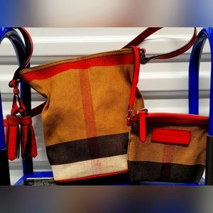 ❌*SOLD*❌ Burberry Mega Check Canvas Ashby Mini Bucket Bag